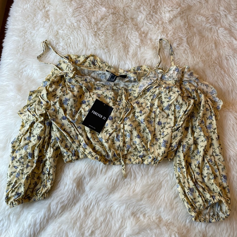 Yellow floral Forever 21 tank w/sleeves